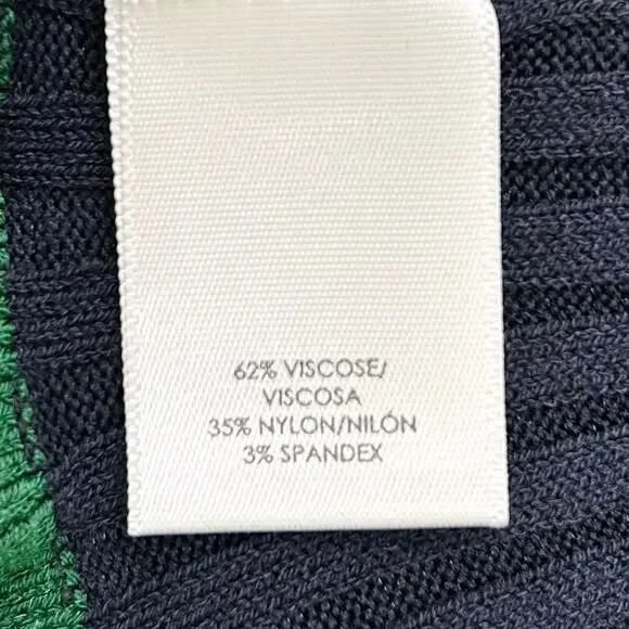 Ann Taylor Green Navy Blue Rib Knit Striped Bell Sleeve Sweater NWT - Picture 8 of 8